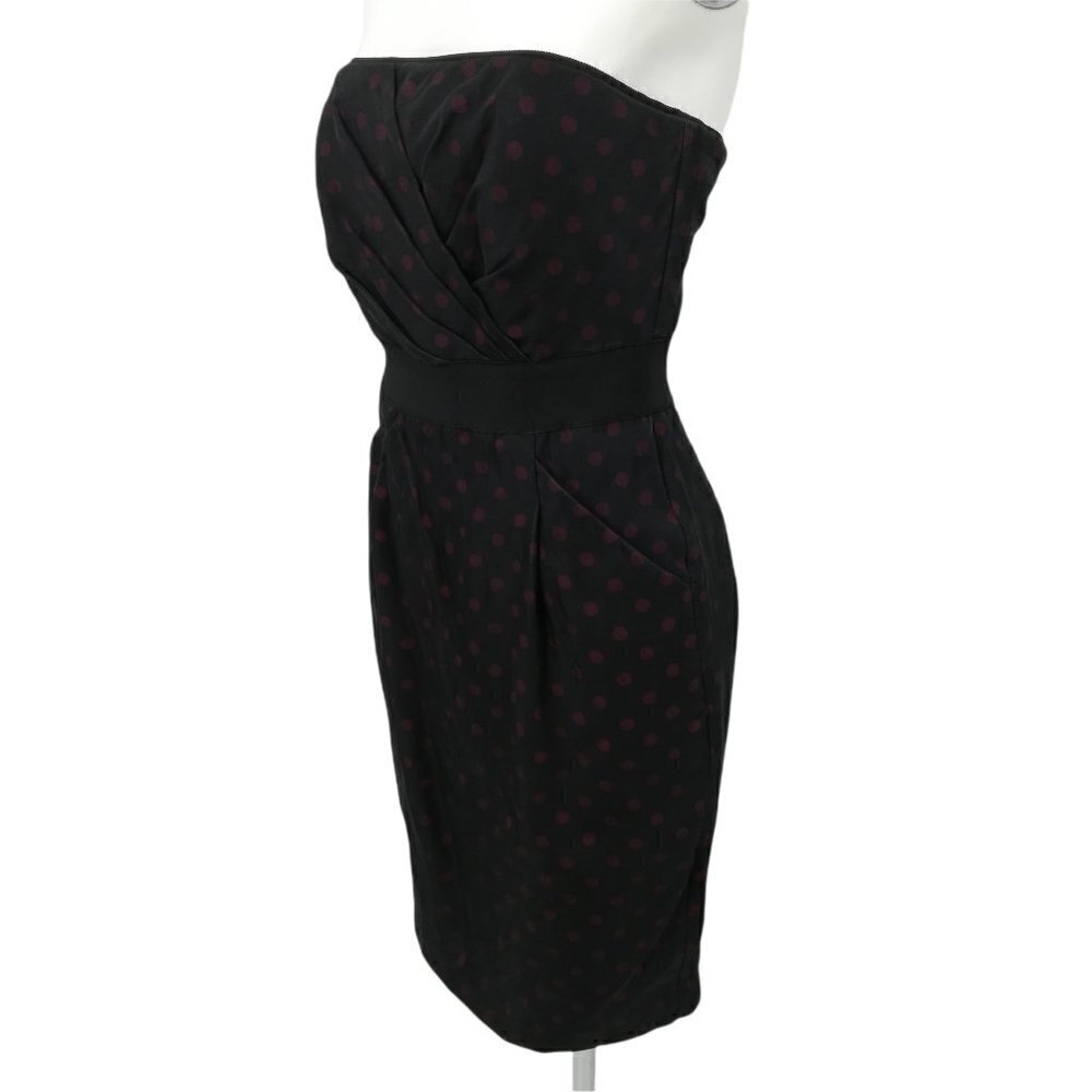 White House Black Market Polka Dot Strapless Party Dress Size 2 WHBM Silk LBD - Picture 6 of 12